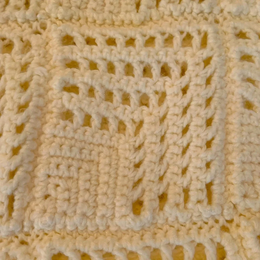 Handmade Crochet Baby Blanket Or Lap Blanket Cream Color